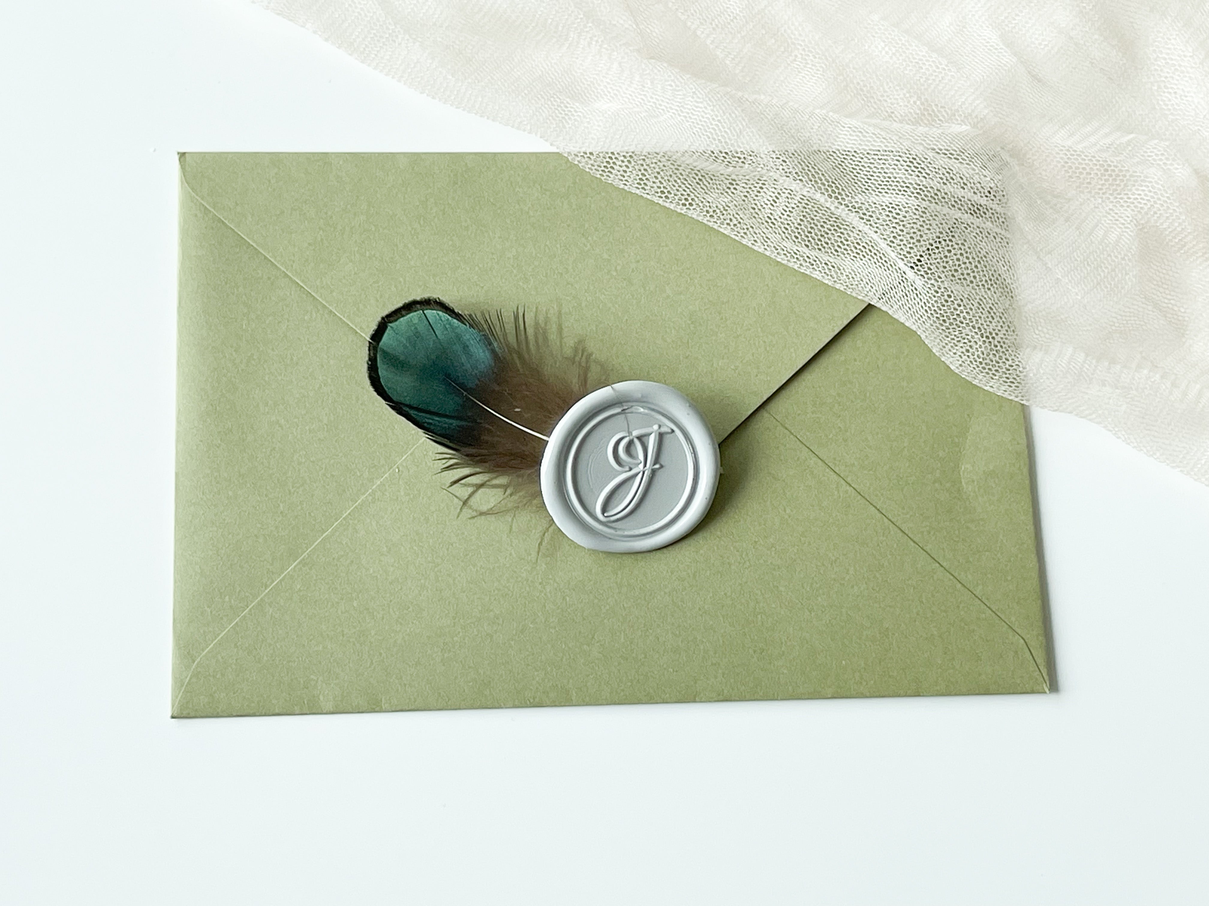 Decorative Green Feathers for Wax Seals