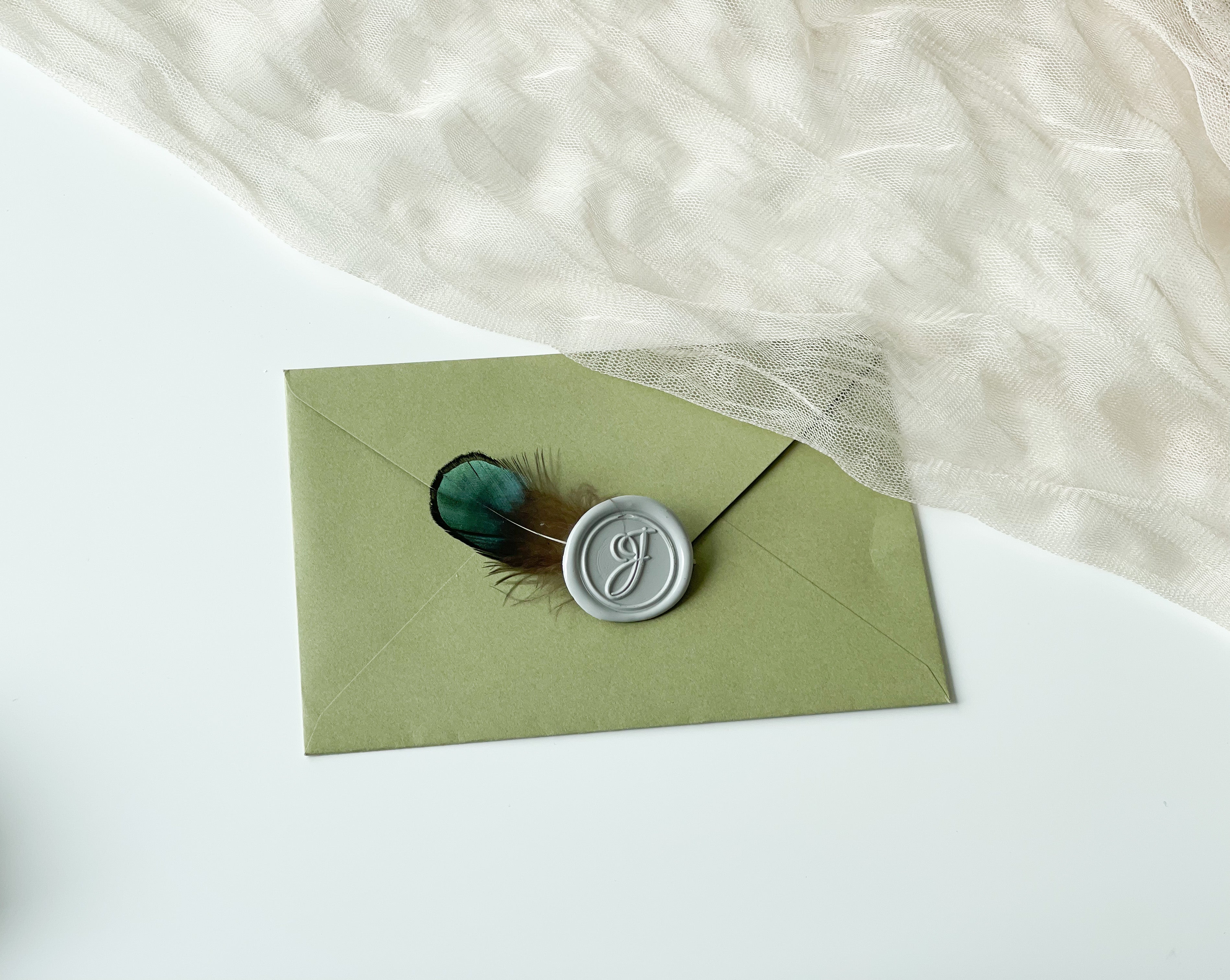 Decorative Green Feathers for Wax Seals