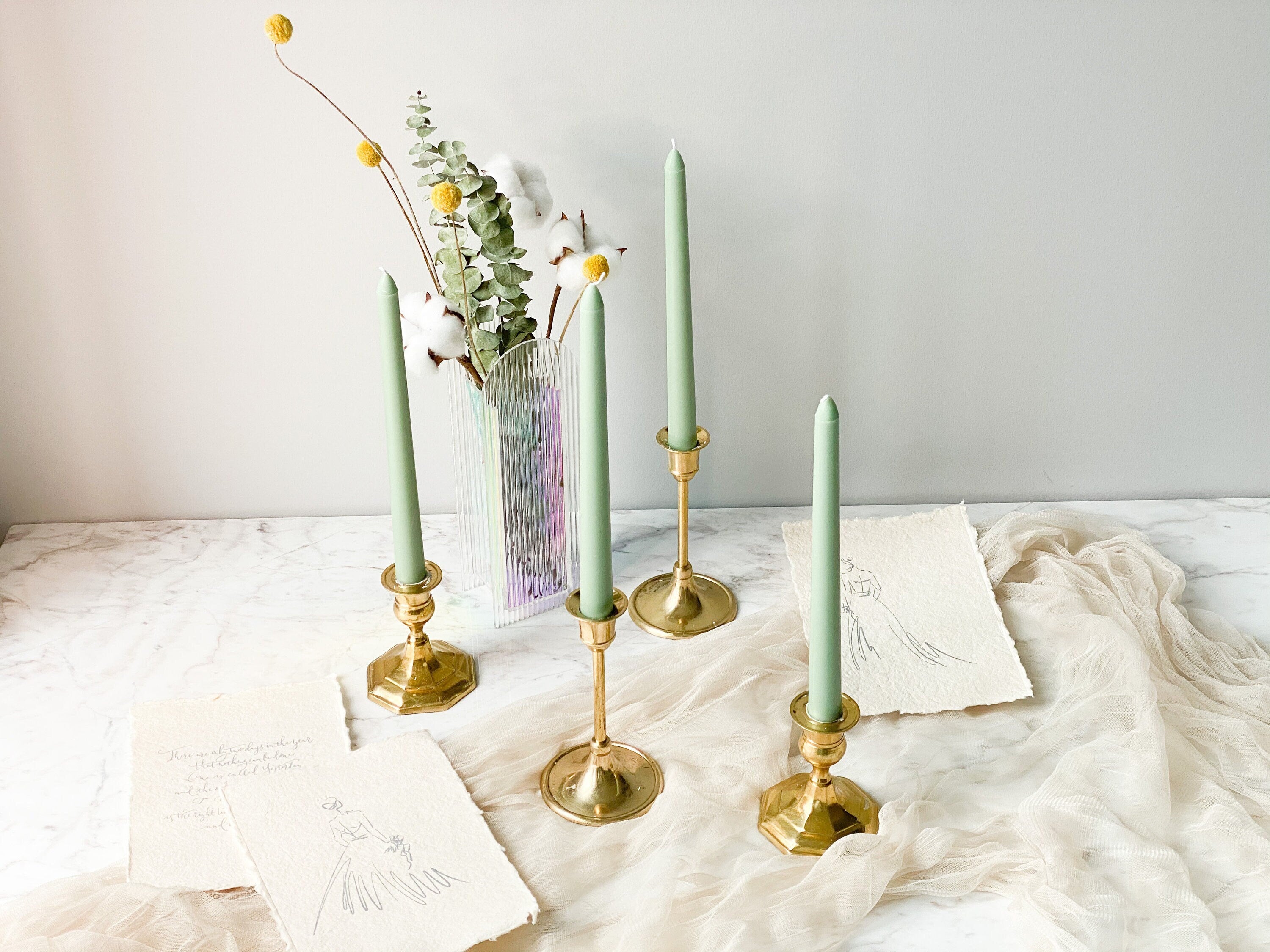 Green Taper Candles (Scented)