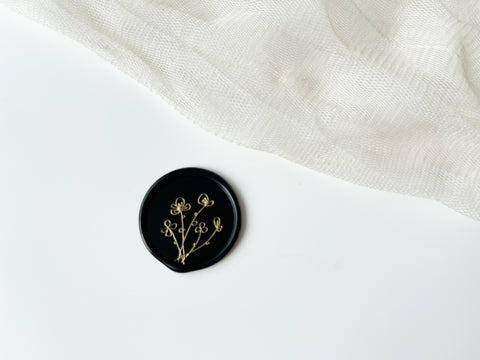 Gold Flower Wax Seal & Sticker Backing (5 pieces)