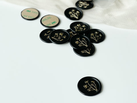 Gold Flower Wax Seal & Sticker Backing (5 pieces)