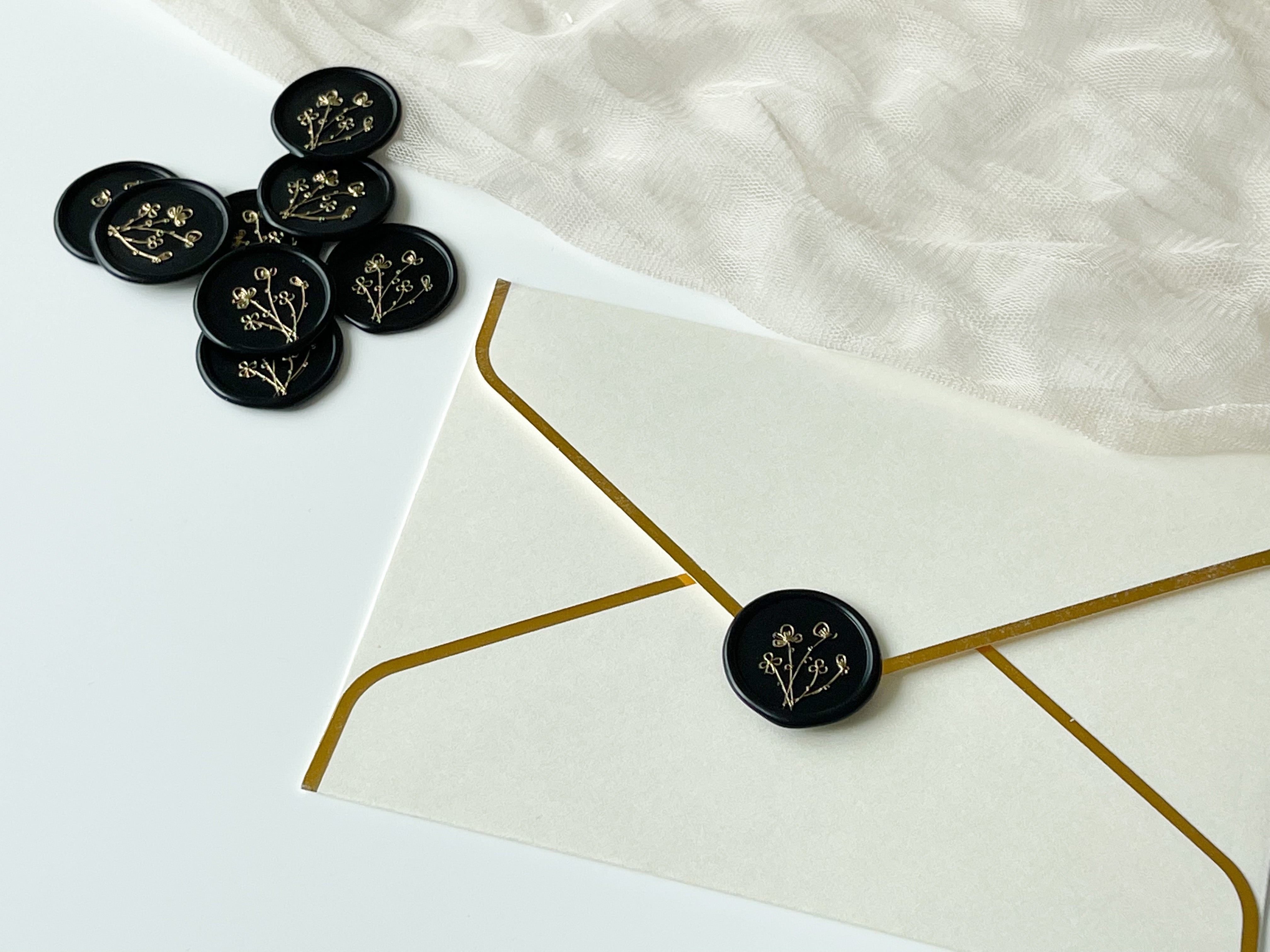 Gold Flower Wax Seal & Sticker Backing (5 pieces)