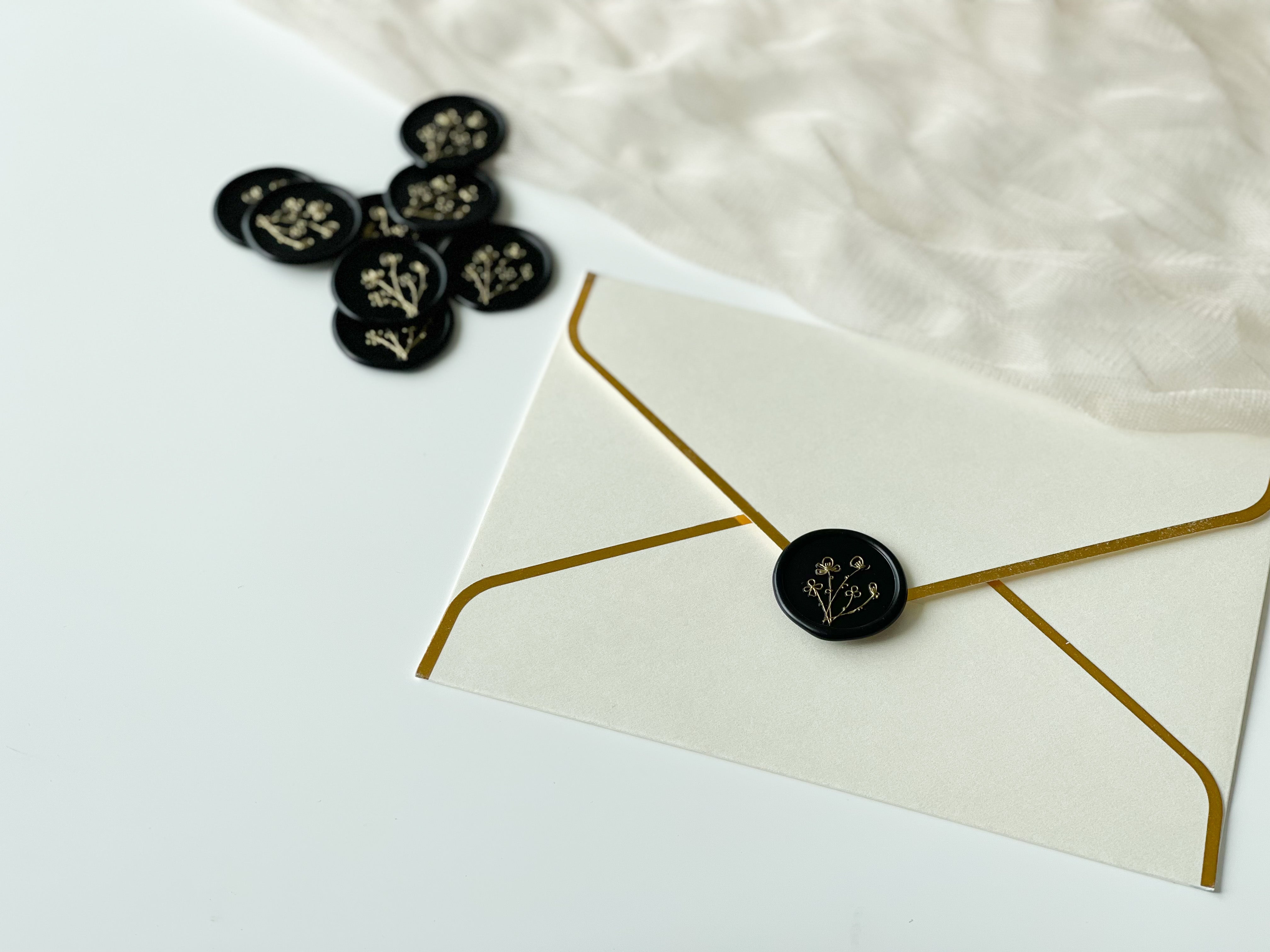 Gold Flower Wax Seal & Sticker Backing (5 pieces)