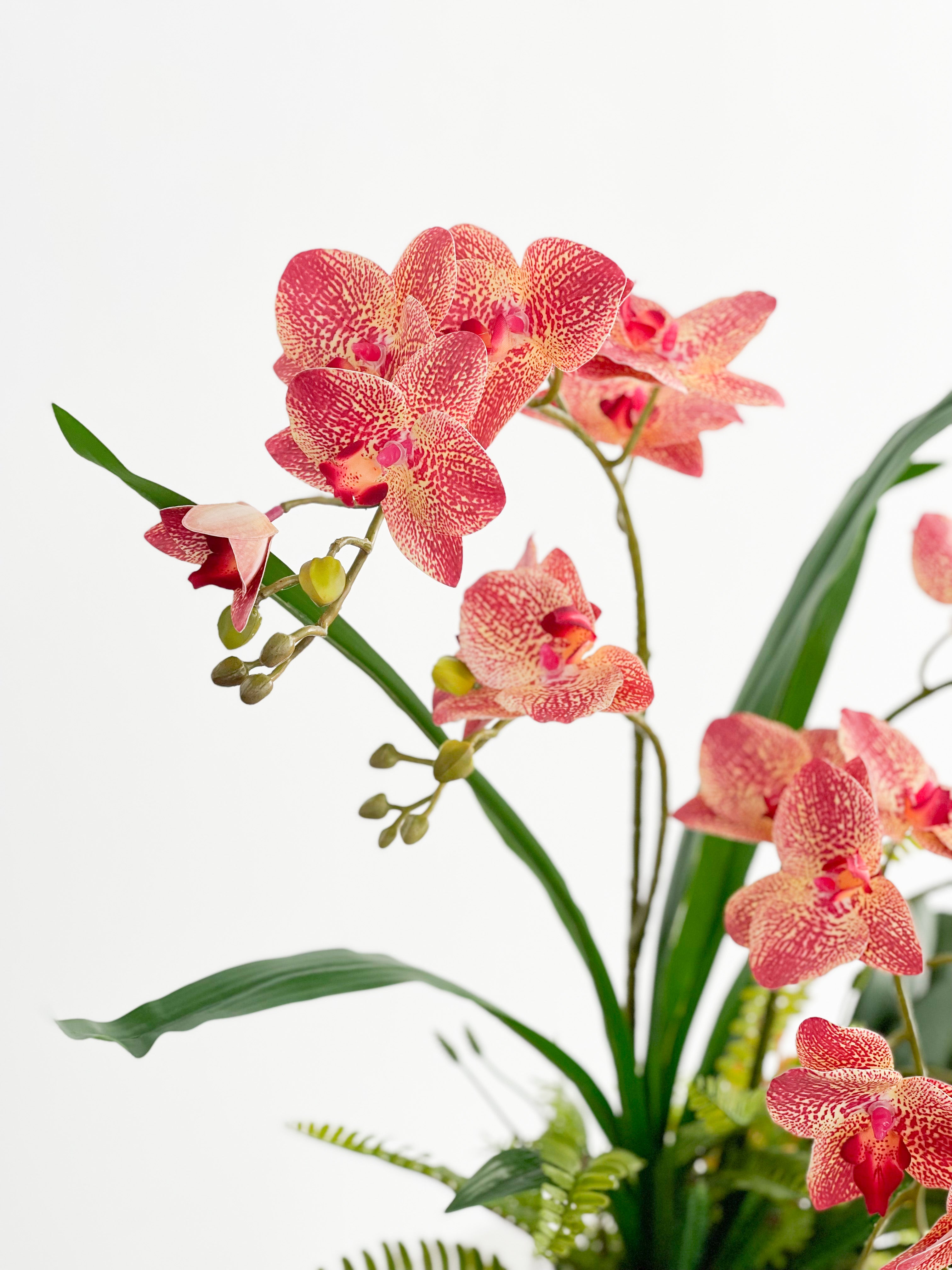 Artificial Pink Orchid Arrangement in Tan Pot