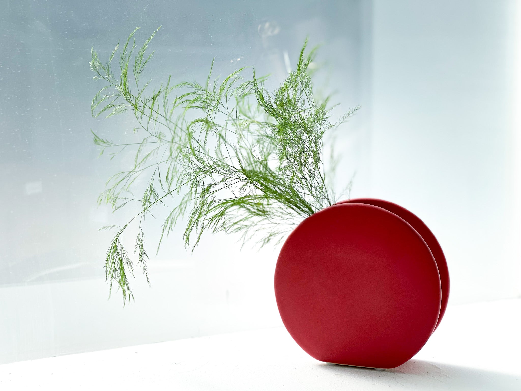 Modern Ceramic Red Moon Vase