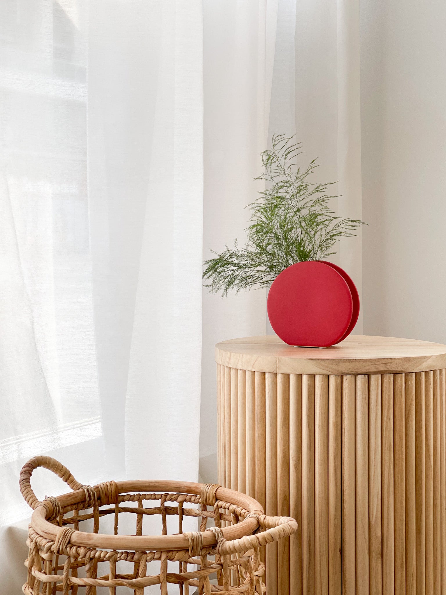 Modern Ceramic Red Moon Vase