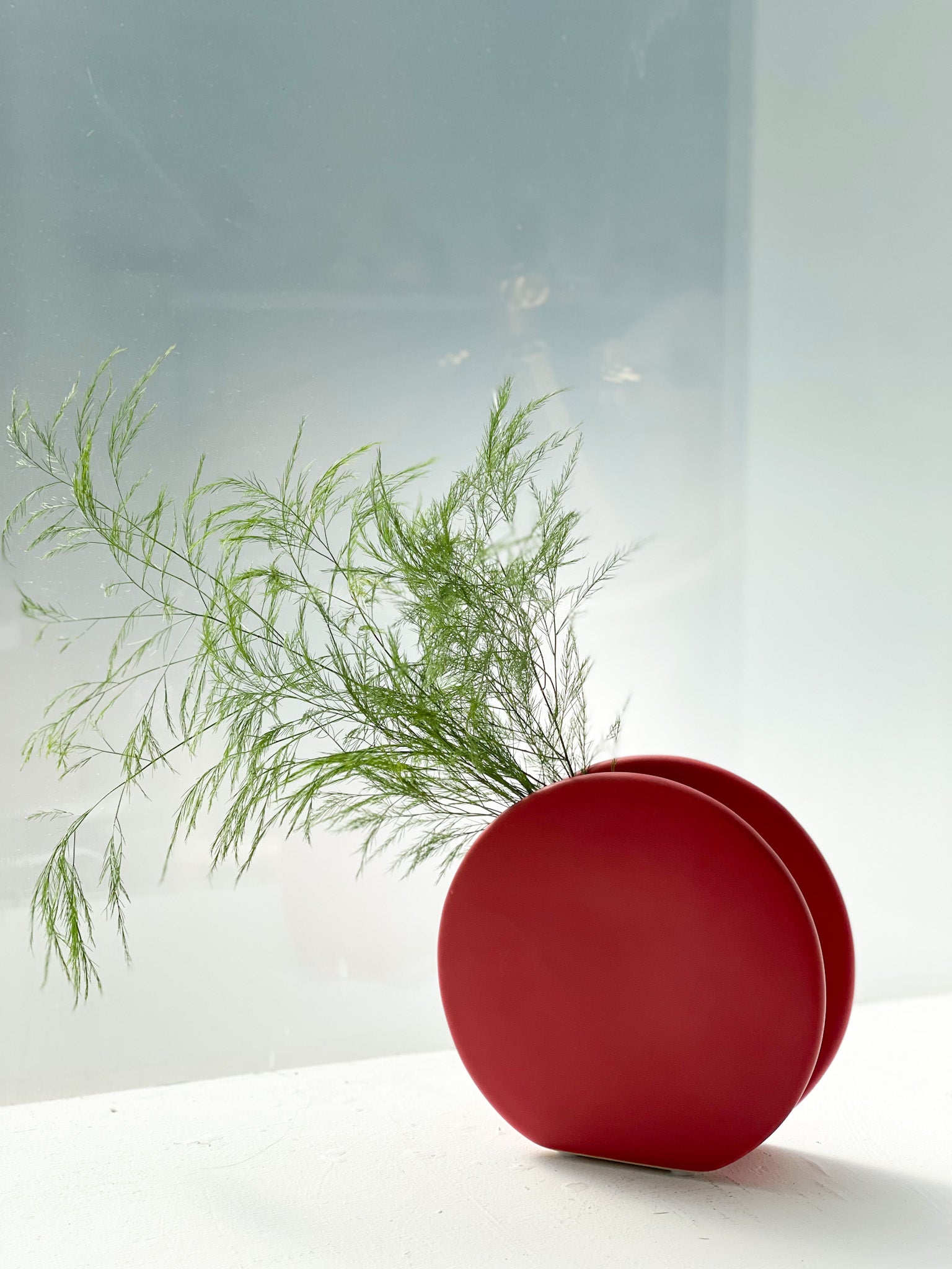 Modern Ceramic Red Moon Vase