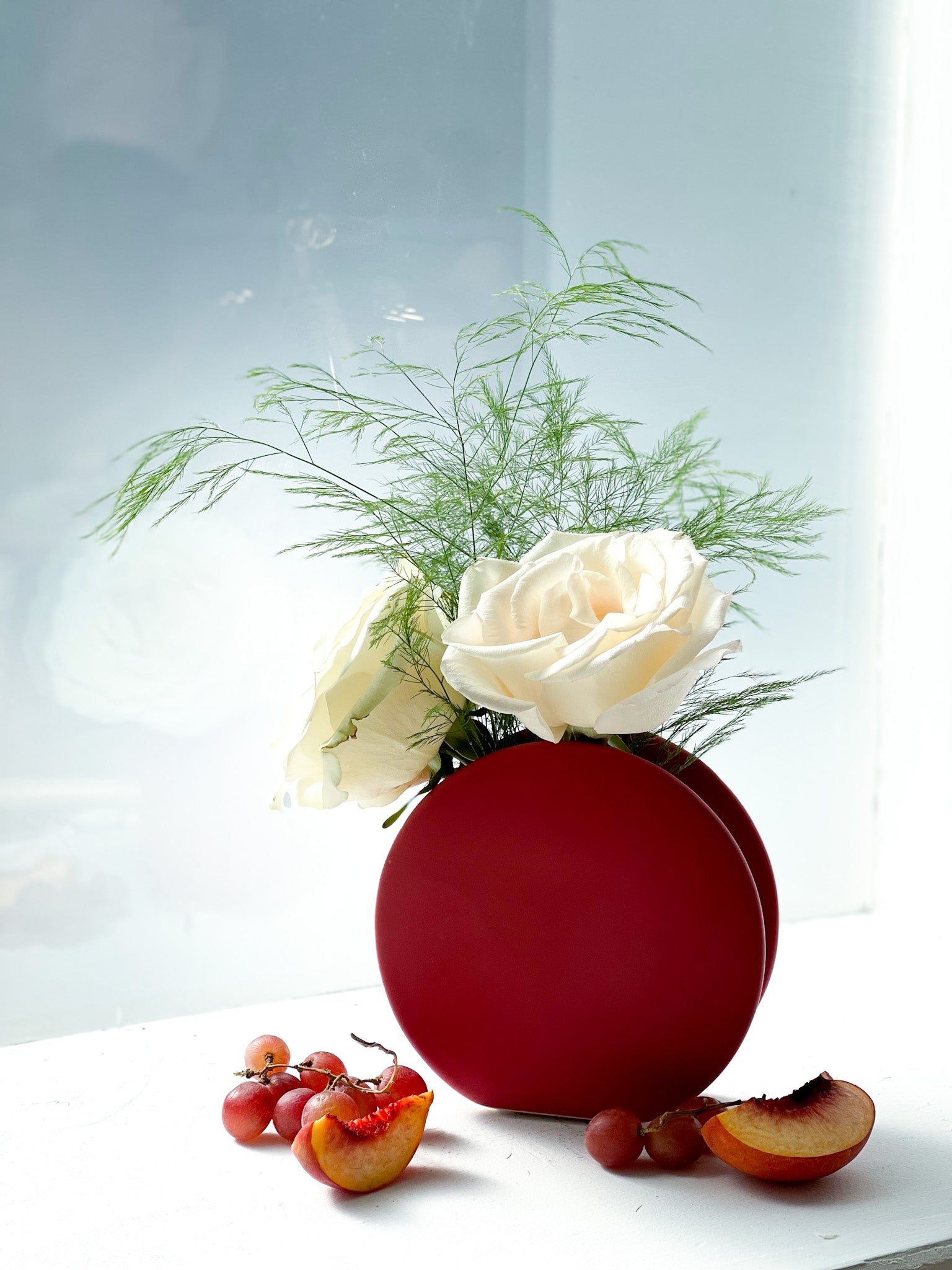 Modern Ceramic Red Moon Vase