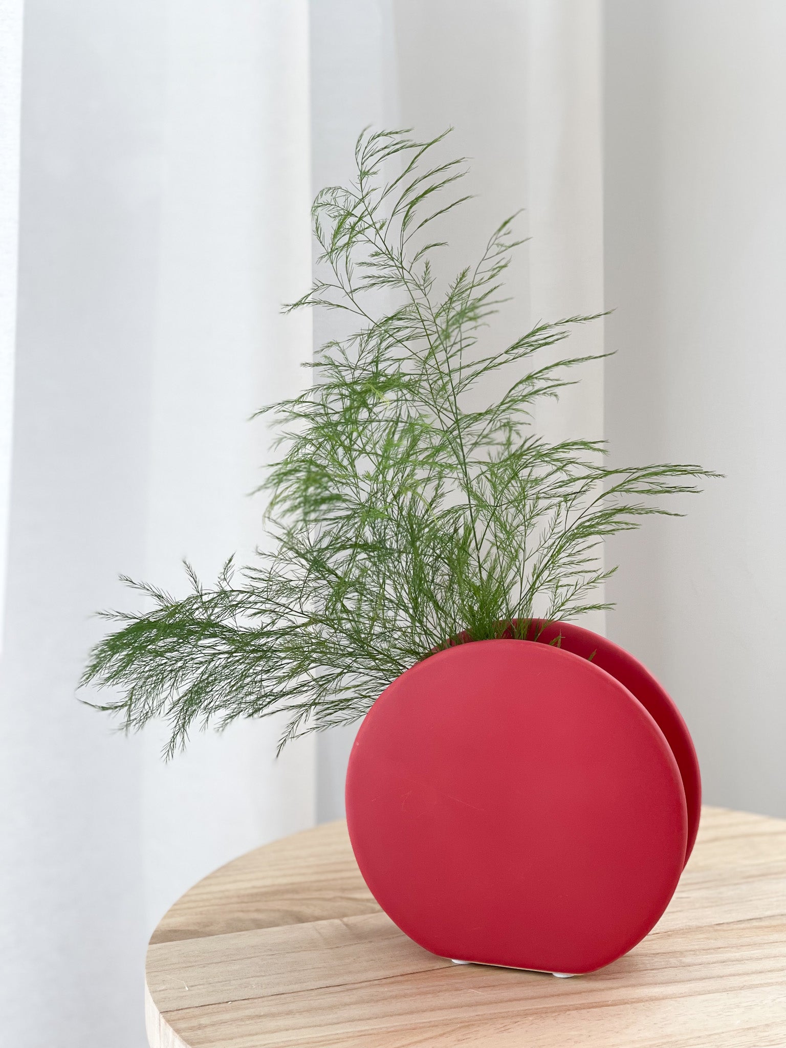 Modern Ceramic Red Moon Vase